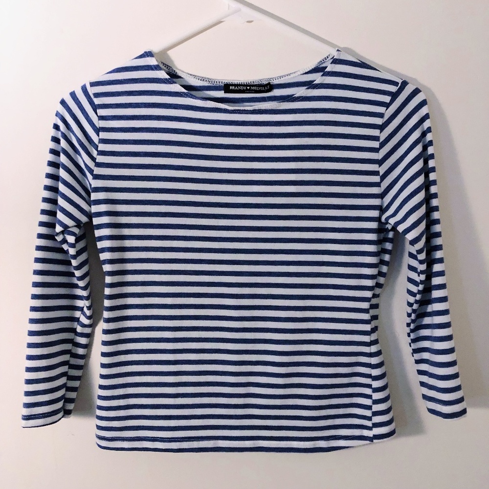 Brandy Melville Three Quarter Sleeve Striped Top